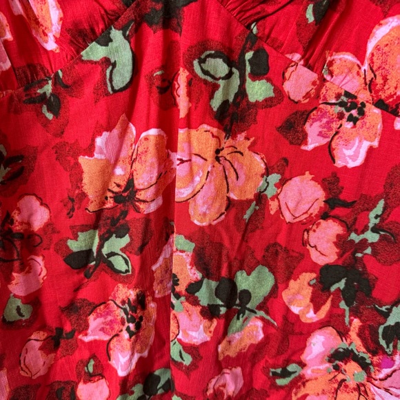 NWT H&M Floral Deep V Puff Sleeve Shoulder Dress - Picture 4 of 8